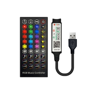 DC5-24V управления мобильным приложением BT USB/DC порт RGB музыкальный контроллер с 40-клавишным пультом дистанционного управления для низкого напряжения RGB светодиодные полосы - Product Image 1