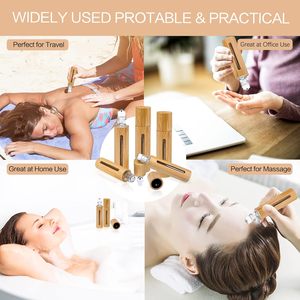 Taşınabilir 5ml 10ml Roll-on parfüm cam şişeler bambu kabuk paslanmaz çelik topu için cilt bakımı serumu doldurulabilir uçucu O - Product Image 5