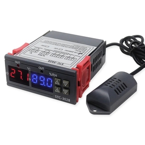 2025 STC 3028 Controlador digital de temperatura y humedad de control dual para invernaderos Material plástico OEM