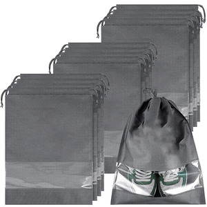 Khuyến mãi nhãn hiệu riêng số lượng lớn rõ ràng du lịch không dệt xách tay Sneaker Carrier Organizer sinh thái thân thiện dây kéo túi giày - Product Image 1