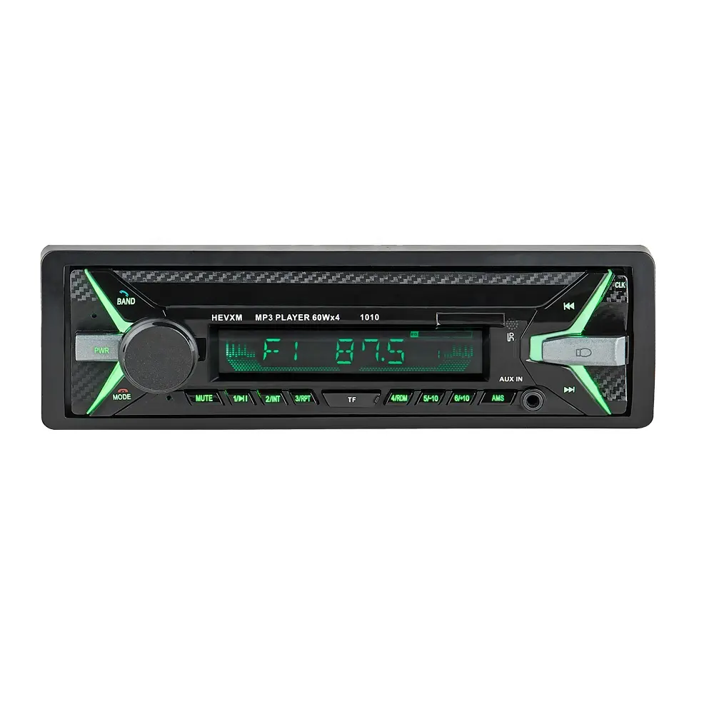 1 Din 12V 다기능 컬러 라이트 자동차 MP3 플레이어 FM/USB/TF/U 디스크 음악 플레이어 1010