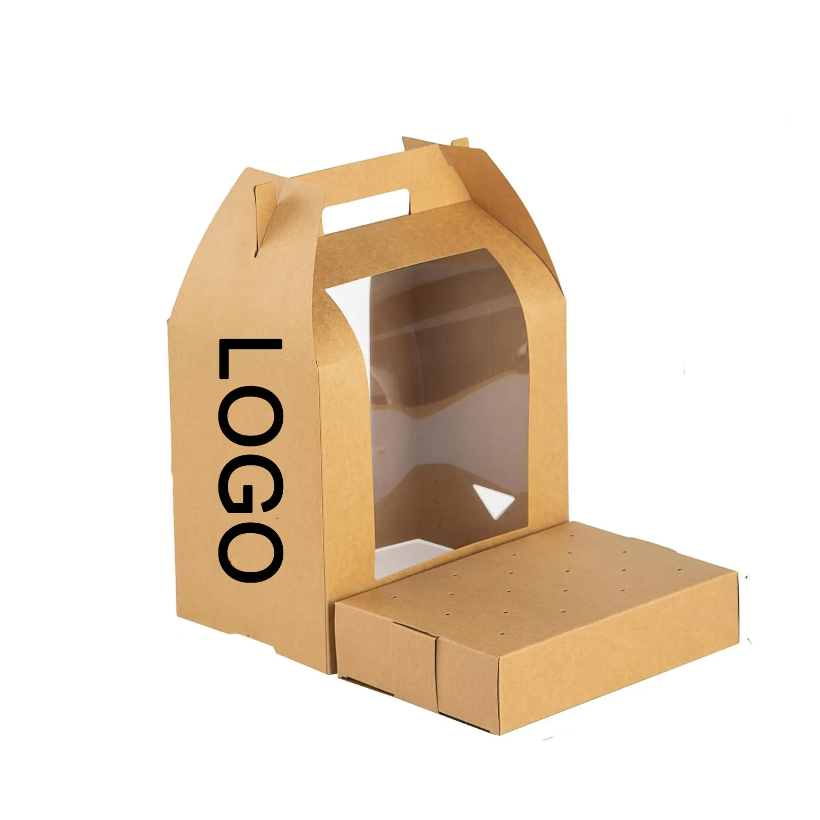 ขายร้านค้า สีน้ําตาลเพิ่มความสูงกระดาษแข็ง ที่จับพับได้ บรรจุภัณฑ์หน้าต่างโปร่งใสสําหรับเด็ก แสดงกล่องขนม