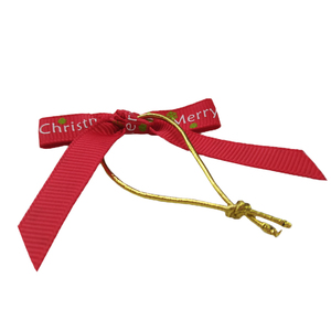 Handmade <strong>Custom</strong> Printed Grosgrain <strong>Bow</strong> for Christmas and Valentine's Day Decor with <strong>Elastic</strong> <strong>Loop</strong> for Easy Attachment - Product Image 3