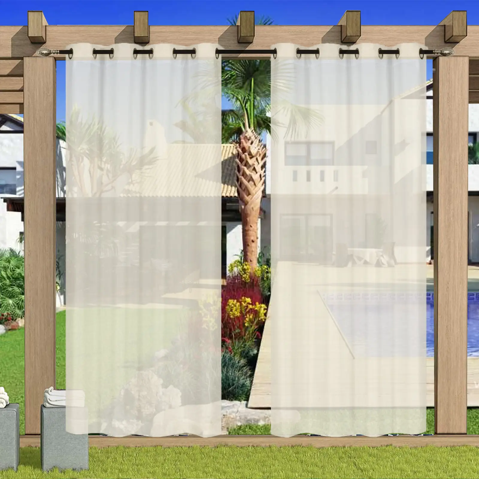 Wholesale Outdoor Patio Gazebo Sheer Waterproof Transparent Curtains