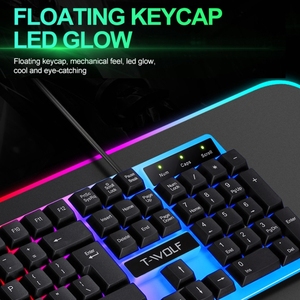 Nuevo diseño TWOLF TF230 LED Light 104 Keys Wired Computer Gaming Teclado Juegos Keyboard and Mouse Combos Kit set para PC Gamer