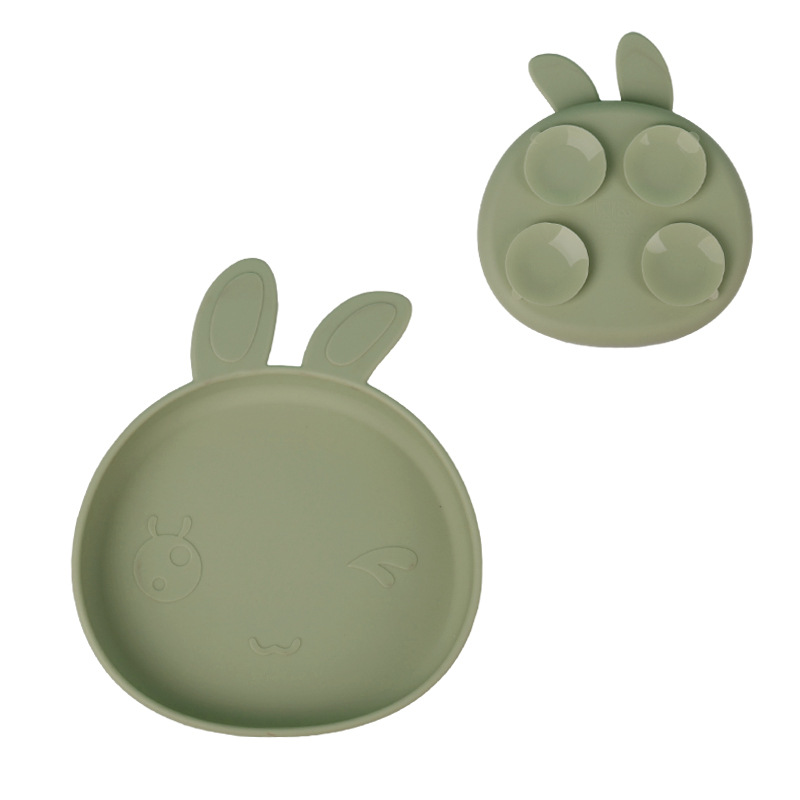 Assiette lapin vert armée