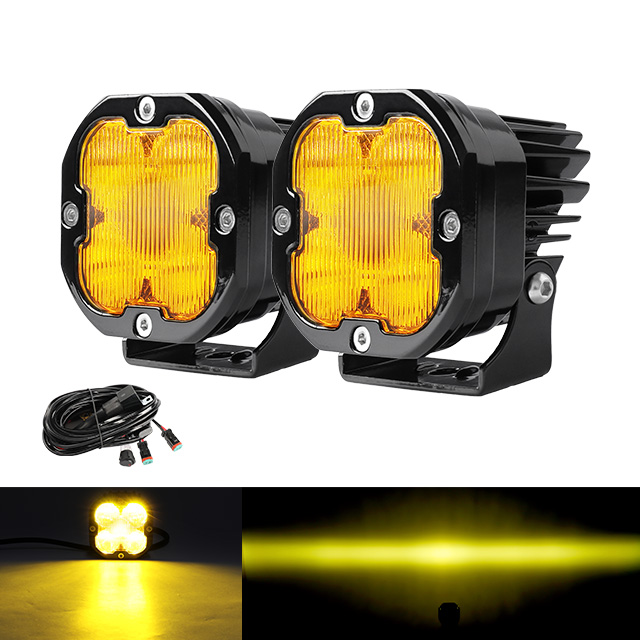 Lente ámbar Flood, par + arnés de cables 2DT