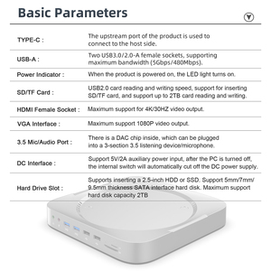 Mac mini SSDHDD用USBType CハブAppleMac mini M1シルバー用USB3.0ドッキングステーション - Product Image 6