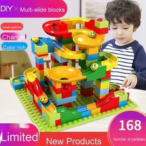 Cổ Điển Lớn Khối Gốc Đồ Chơi Gạch Đặt Nhựa Phễu Trượt Mê Cung Bóng Trẻ Em Xây Dựng Khối Đá Cẩm Thạch Chạy Đua Theo Dõi - Product Image 3