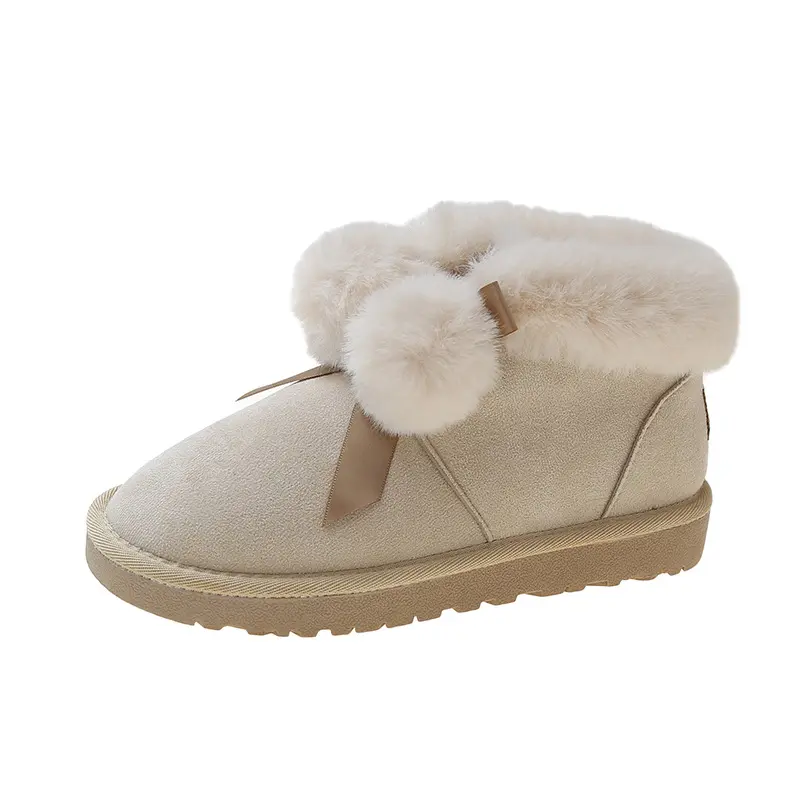 Nuevas botas cortas de nieve cálidas de felpa para mujer de invierno, con plataforma zapatos planos, zapatos informales de piel de ante, botines Chelsea, zapatos de plataforma para mujer