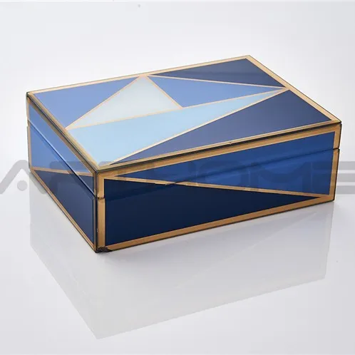 Toptan dekoratif ekran ayna cam kutuları moda kadife metal biblo mücevher saklama kutusu ambalaj