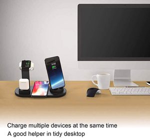 Apple mikro tip C telefonları için 360 derece dönebilir şarj doku 4 In 1 kablosuz şarj istasyonu hızlı kablosuz şarj standı - Product Image 5