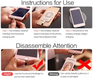 Qi无线充电器接收器，适用于iPhone 6 7 Plus充电接收器适配器垫线圈，适用于微型USB C型手机快速充电 - Product Image 4