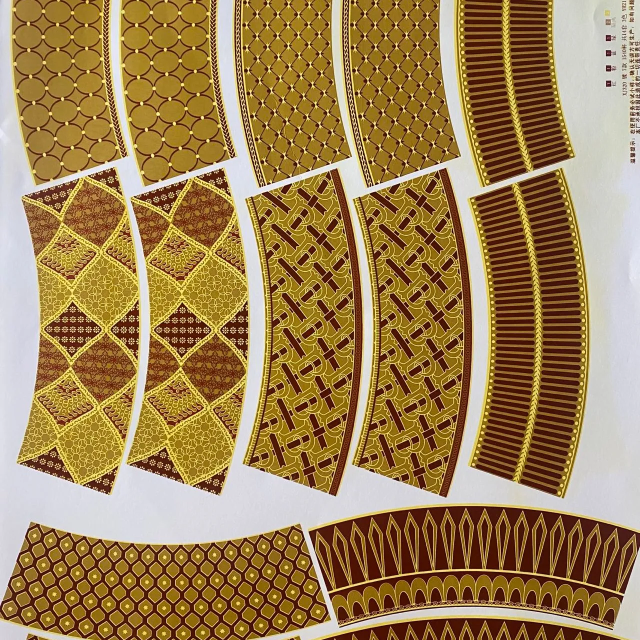 Adesivo de transferência de papel para grupos de jantar de cerâmica, caneca de cerâmica com 25 folhas de corte fácil, personalizado dourado