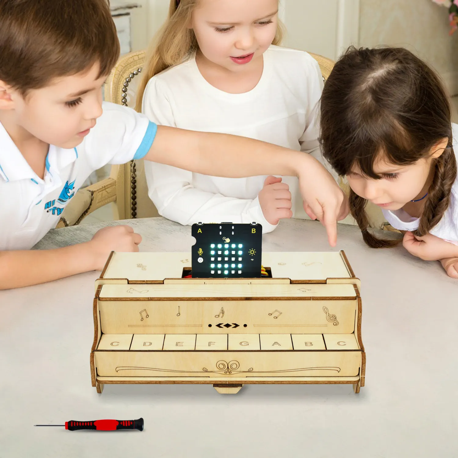 Modules électroniques Programmation tige pour enfants Kit d'apprentissage pour piano à boutons DIY avec carte micro bits Jouets éducatifs Kits