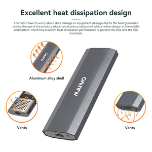 เคส M2ไม่มีเครื่องมือ USB-C 10Gbps, ทำจากอะลูมิเนียมภายนอกสำหรับคีย์ M + M คีย์ NVMe M.2 SSD 2230 2242 2260 2280 - Product Image 5