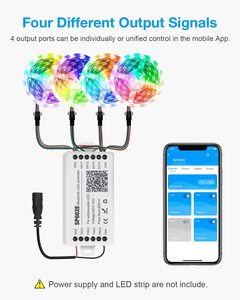DC5-24V SP602E светодиодный контроллер пикселей с синим зубом 4-канальный выходной сигнал поддерживает как приложение для смартфонов, так и дистанционный вход с радиочастотным управлением - Product Image 4