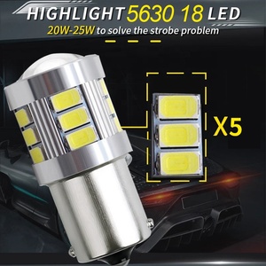 2 PCS Motorcycle 1156 BA15S <strong>LED</strong> Reversing Light Bulb 18 SMD Surround Ultra-Bright Turn Signal Light with Projector Lens - Product Image 5