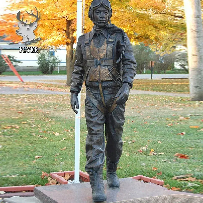 Estátua de soldado em bronze em tamanho real, figura memorial da guerra