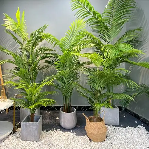 Areca falsa para decoração nórdica, palmeira artificial em plástico à prova de fogo para decoração de interiores