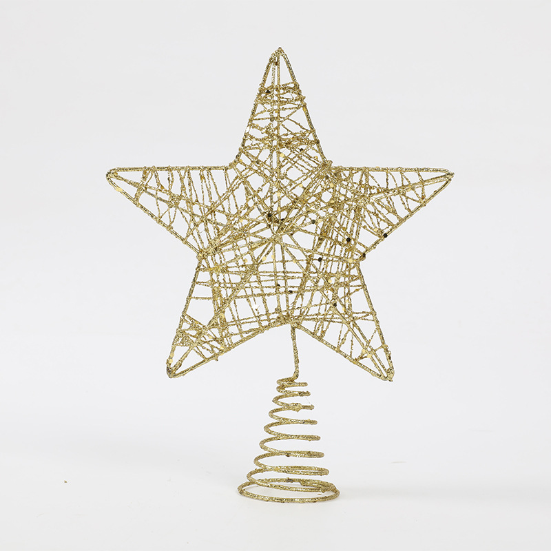 Étoile de sapin ajourée en fer forgé doré (18 cm)