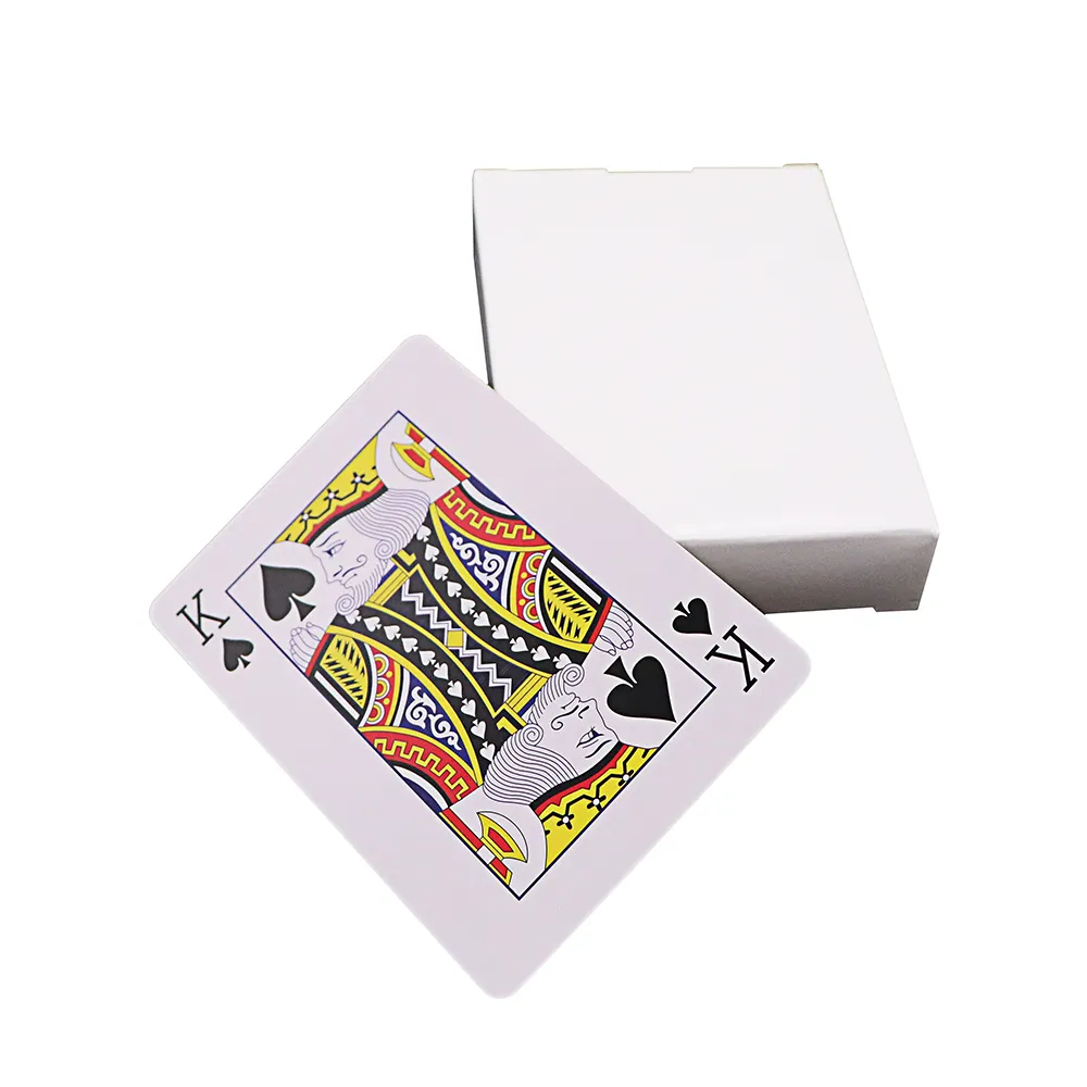 Spazio in bianco di plastica promozionale delle carte da gioco di sublimazione del gioco della cassa di carta da gioco promozionale di pubblicità su ordinazione