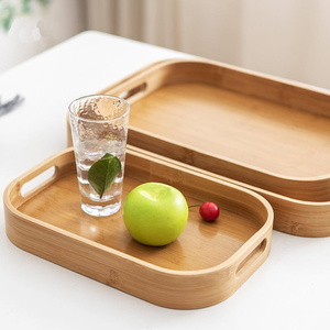 Bamboo Food Storage <span class=keywords><strong>Tray</strong></span> Multi-Size-Rechteck-Tablett im japanischen Stil zum Servieren von Frühstück Kaffee Tee Organisation - Product Image 1