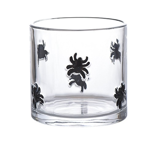 Bicchiere Decorativo di Halloween con Ragno in Vetro per Candele