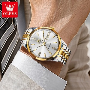 OLEVS 7056 Original Automatik uhr für Herren Dual Calendar Mechanische Handuhr Synthetischer Saphir spiegel Herren uhren