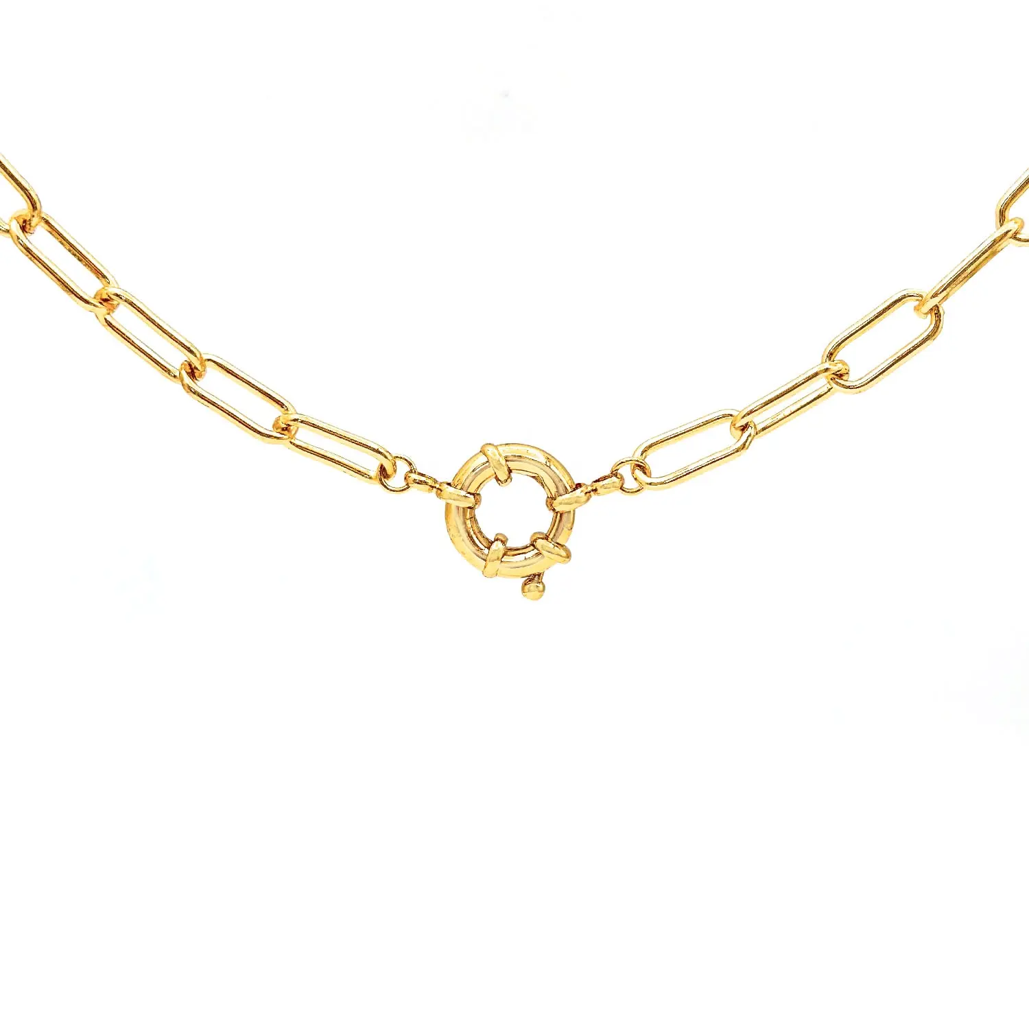 Joyería de moda 18K chapado en oro primavera anillo círculo cierre brújula collar