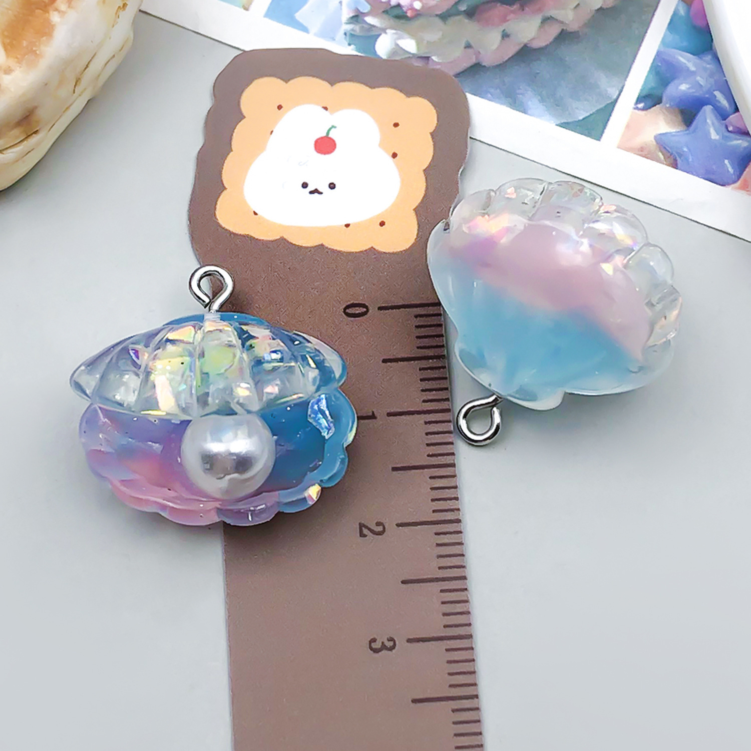 Pink Clear Iridescent Shell 22x24x17mm 3.5g-23832