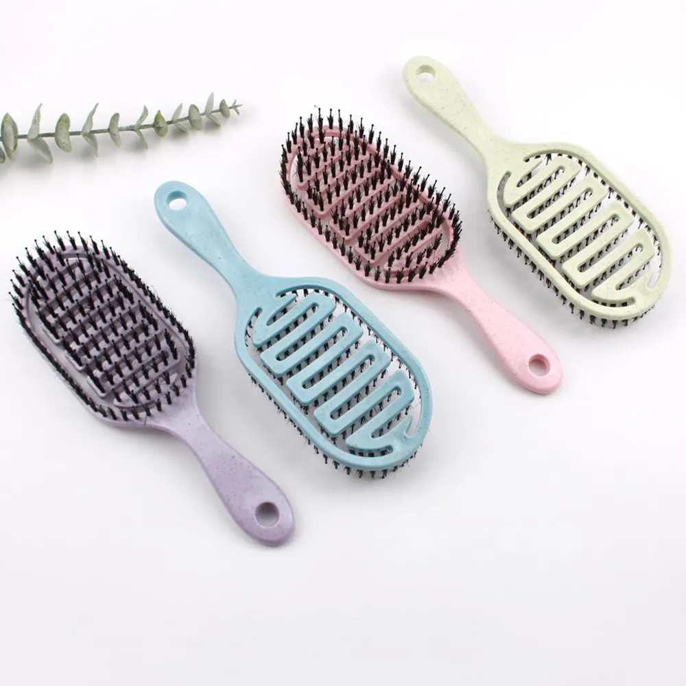 Eco Organic Detangling Hair Brush for Women Men Wave Vegan Climate Neutral Straw Curly Wet Paddle No Tugging Detangler Hairbrush