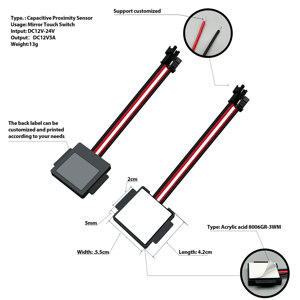 高品质12V 5A 60w三色发光二极管调光镜浴室镜单触摸传感器开关 - Product Image 3