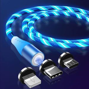 3A Fancy Visible Flowing LED Lights Fast Charger Cord <strong>2</strong> <strong>in</strong> <strong>1</strong> USB Data Sync Charging Magnetic USB Cable - Product Image 1