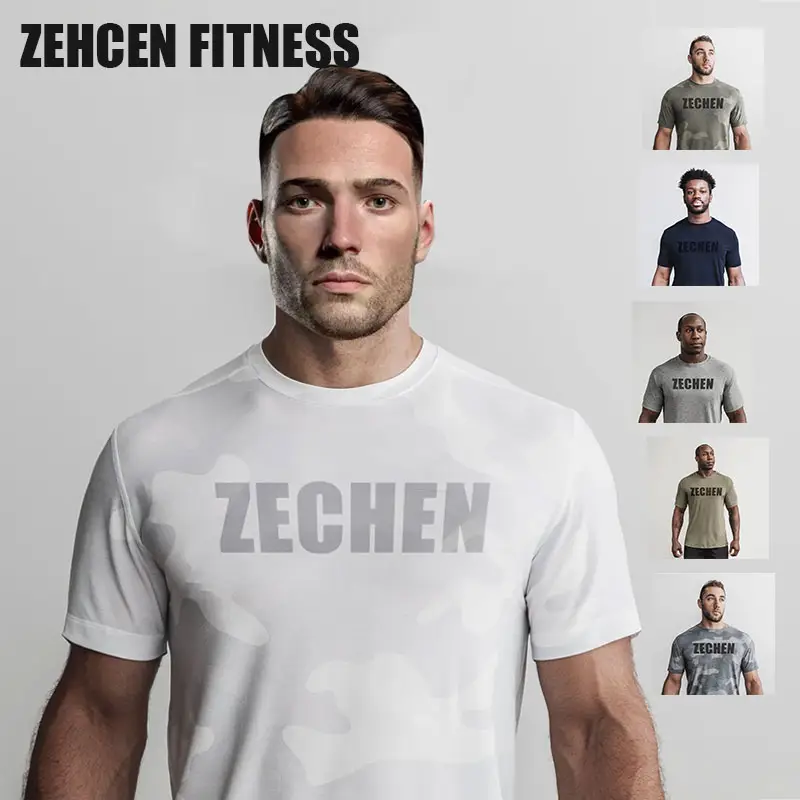 Vêtements d'entraînement personnalisés polyester spandex muscle gym actif séchage rapide porter fit tee crossfit hommes gym fitness t-shirt