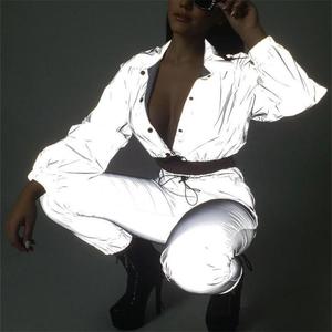 高可见度柔软颜色灰色100% 复古反光面料服装 - Product Image 5