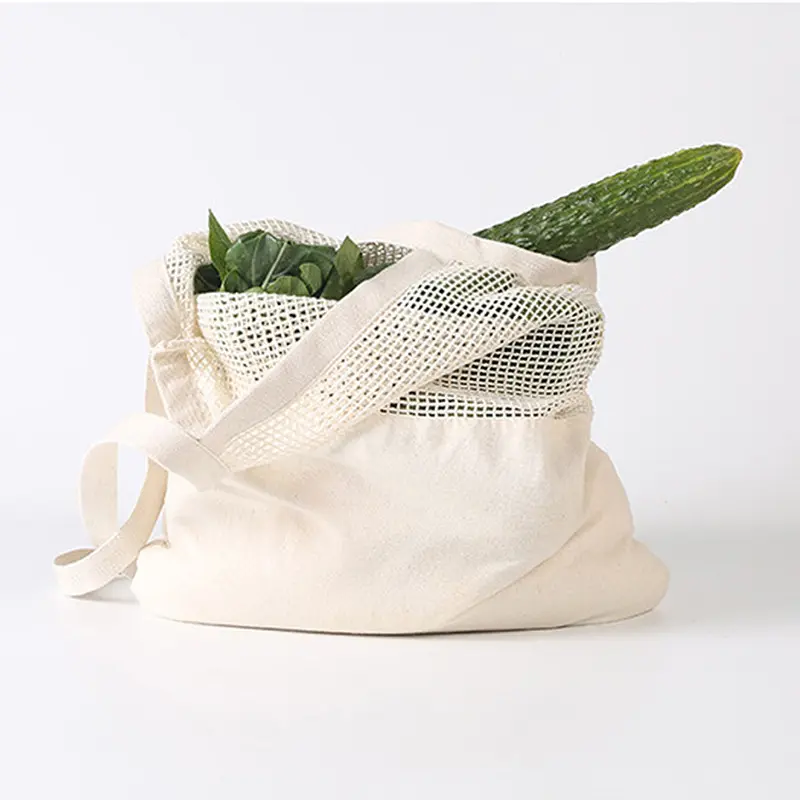 Umwelt freundliche Baumwoll handtaschen Obst Gemüse Schulter Patchwork Freizeit Mesh Einkaufstasche Wieder verwendbare Einkaufstasche