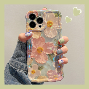 Ins Wave <strong>Style</strong> Oil Painting Flower Phone Case for IPhone13 <strong>Apple</strong> 14Pro Max and XR 11 Pro Shockproof Niche Protective Cover - Product Image 1