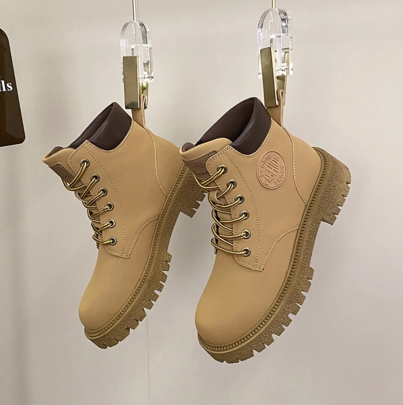 Bota curta para inverno, bota feminina de cano curto com cadarço, botas masculinas