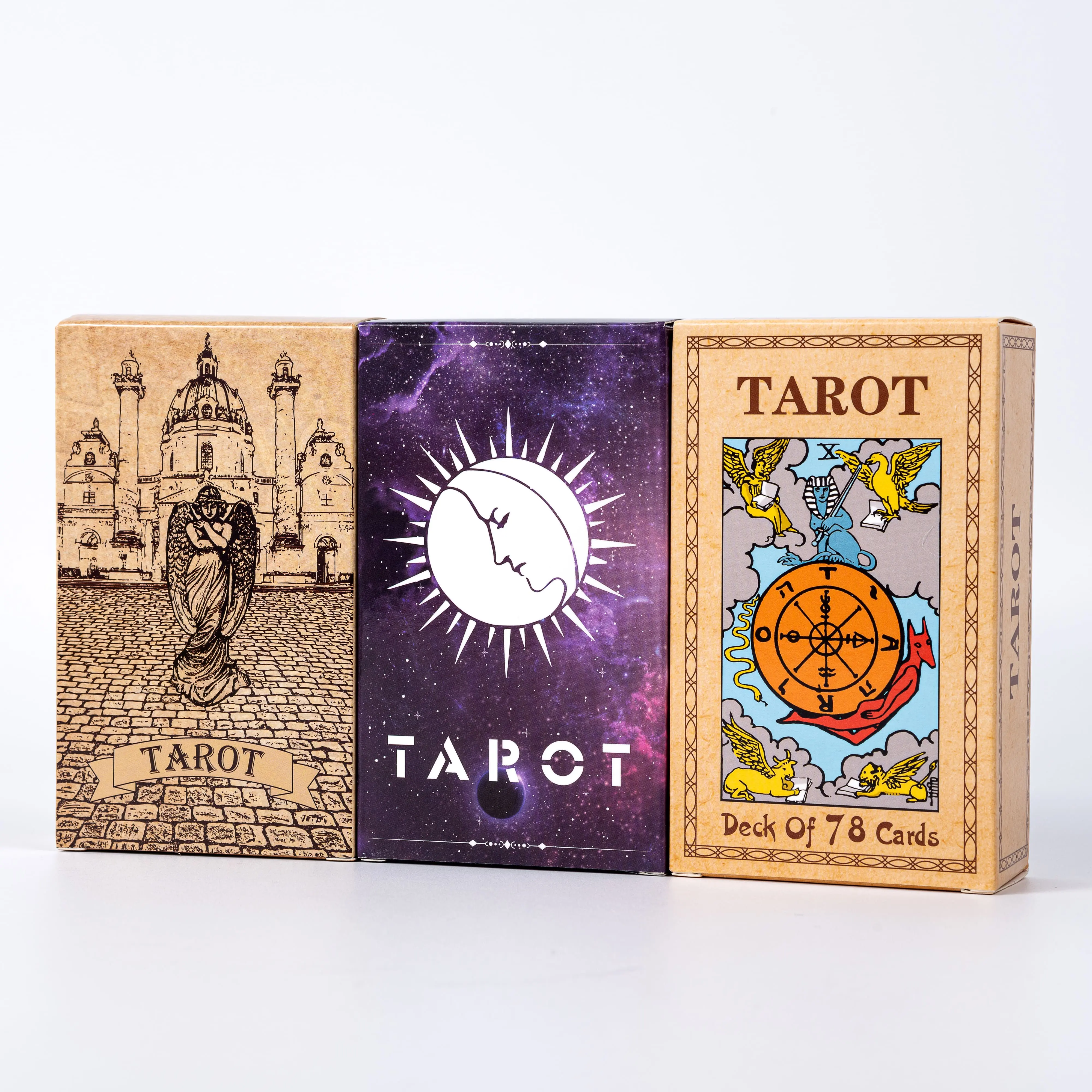 Diskon besar grosir kertas kartu Tarot bahasa Inggris kualitas tinggi kustom kartu Oracle OEM kartu Permainan Tarot dengan buku panduan