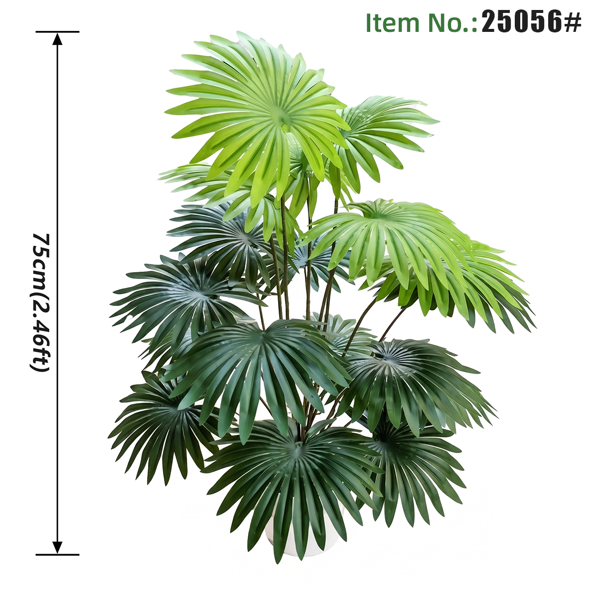 Plante artificielle en pot, palmier éventail vert dégradé, 75 cm