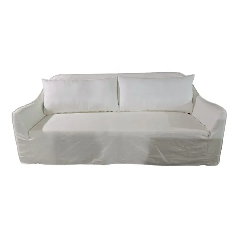 Современный роскошный белый льняной 2 сиденье Чехол диван для гостиной