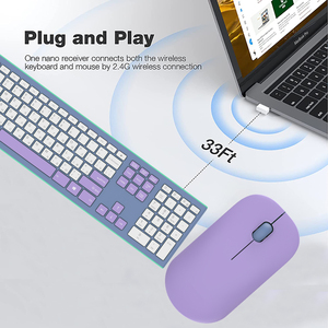 Combo de teclado y mouse inalámbricos de tamaño completo de 2,4 GHz, teclado ruso inalámbrico con teclado numérico para computadora, PC, computadora de escritorio, computadora portátil - Product Image 4
