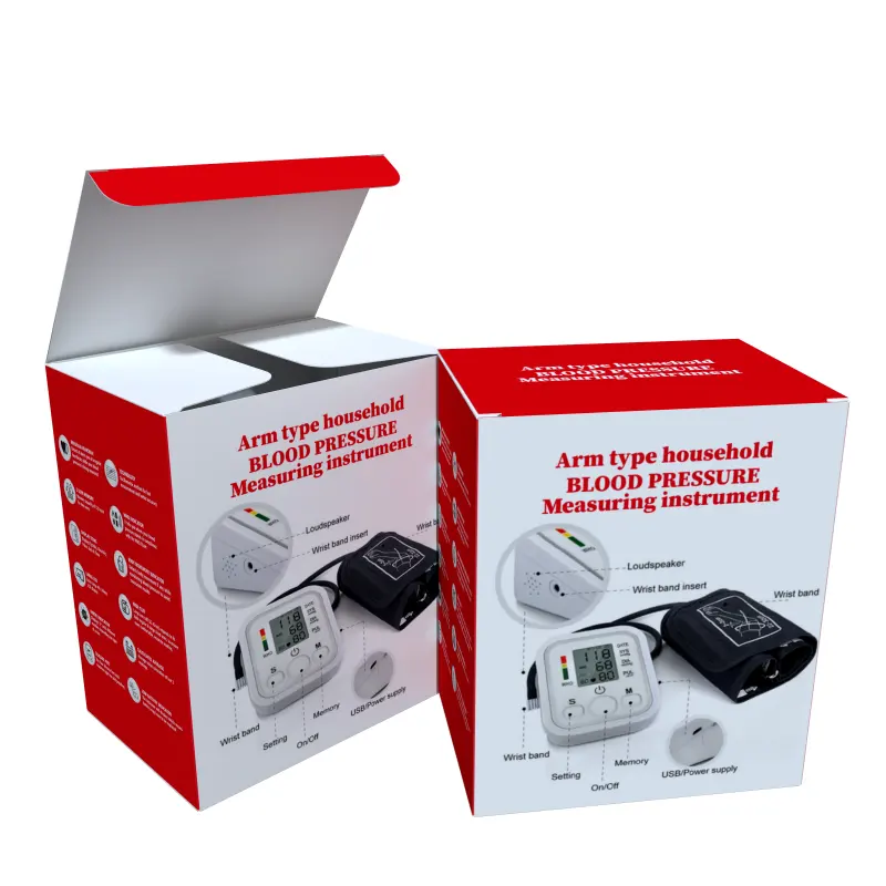 Monitor de presión arterial electrónico corrugado exquisito con logotipo de marca personalizado embalaje para monitor de presión arterial de brazo automático
