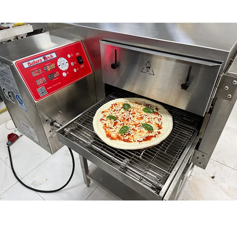 Hızlı kargo 16 inç tezgah ticari kullanım hava ihlali konveyör pizza makinesi