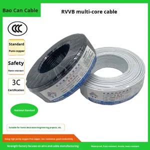 Saf bakır düz kılıflı tel RVVB 2 çekirdek 0.3-1.5 kare ev güç yumuşak kablo ile PVC yalıtım - Product Image 2