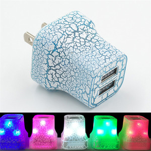 2.1A Crack Design Dual Usb Port Light up Led Wall <strong>Charger</strong> Fast <strong>Charger</strong> for <strong>All</strong> Smart Phone - Product Image 3