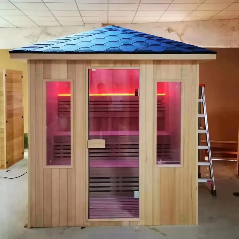 Sauna infravermelha personalizada, sauna infravermelha de madeira de câncer 2 - 5 para venda ao ar livre