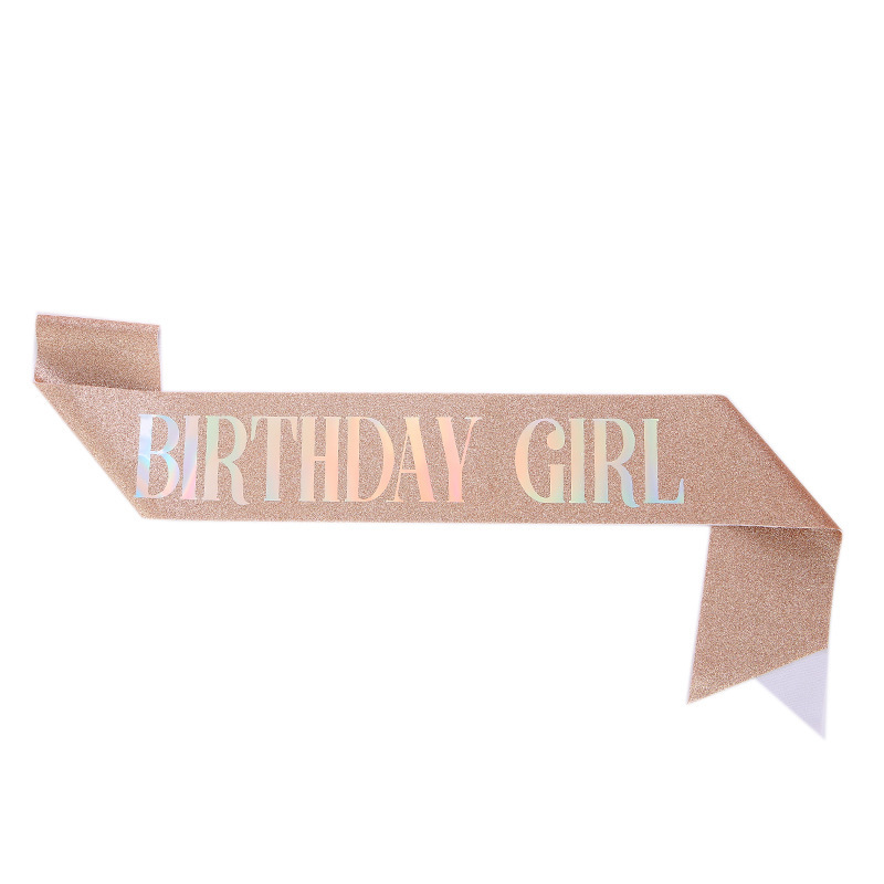 Rose gold glittering birthday girl