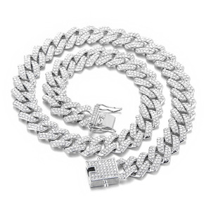 Ağır zincir buzlu Out Bling elmas Curb küba Link zinciri Hip Hop zinciri kolye - Product Image 1